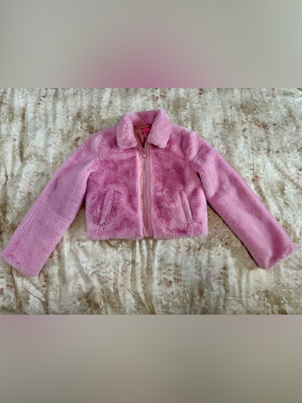 Sugar Thrillz Pink Faux Fur Cropped Jacket